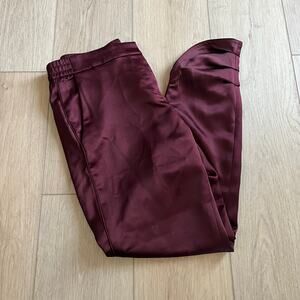 WHBM Women’s Burgundy Elastic Waist Satin Like Pant Sz 2